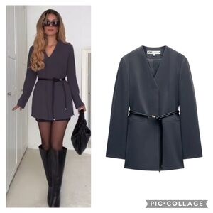 Zara NWT belted blazer ZW Collection 8941/178